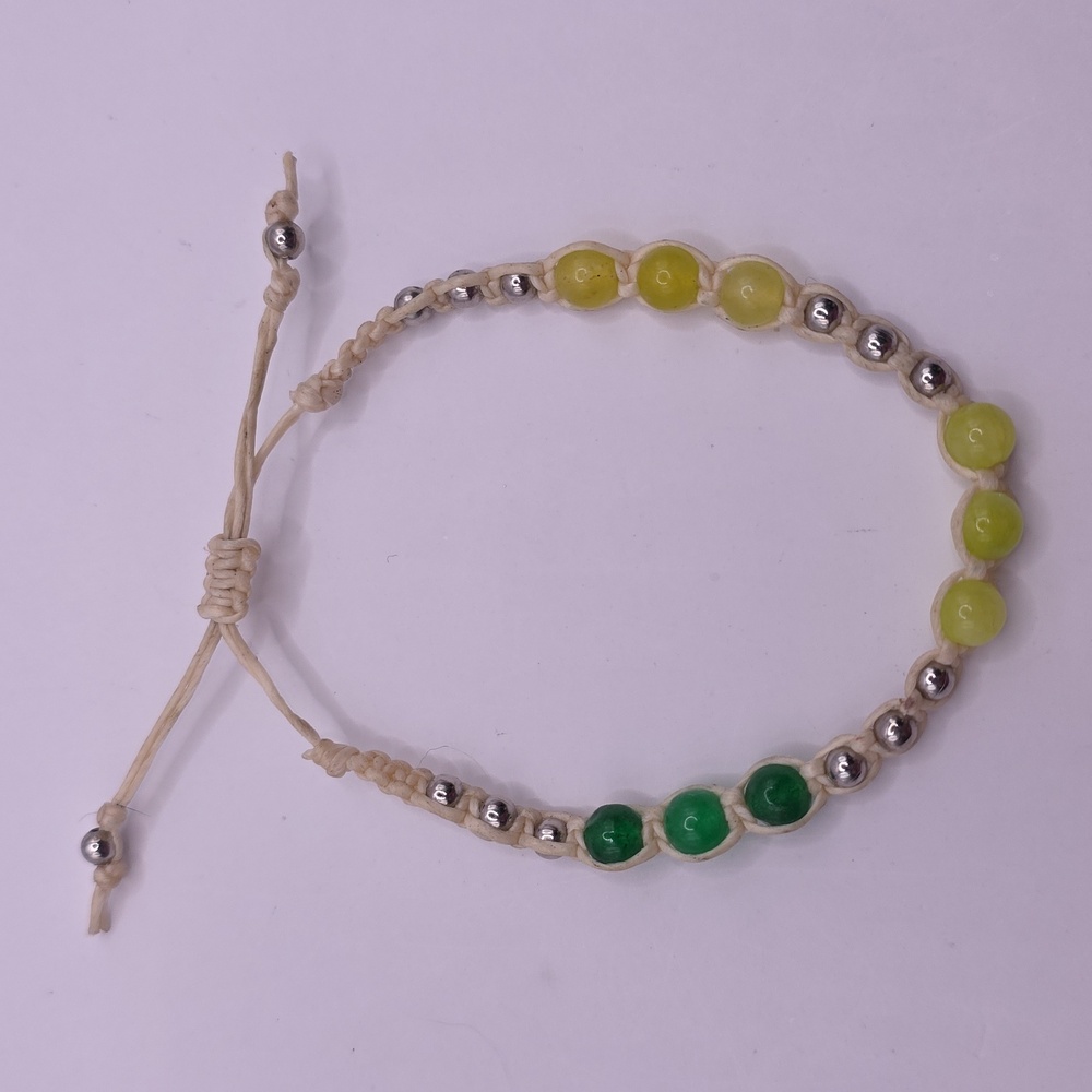 Macrame Green and Yellow Glass Beaded Bracelet